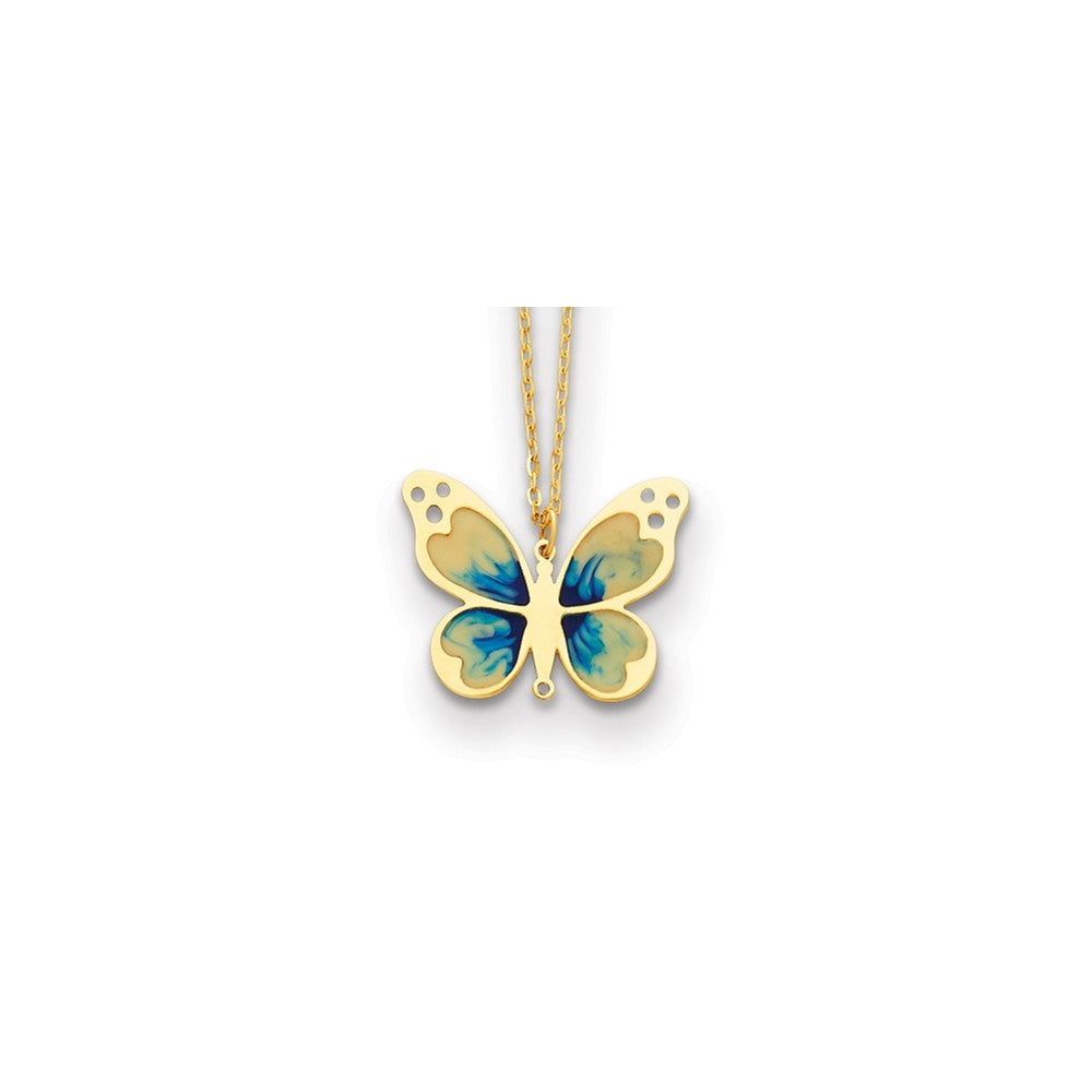 D2D 14K Enameled Butterfly 16 inch w/2 in ext. Themed Necklaces