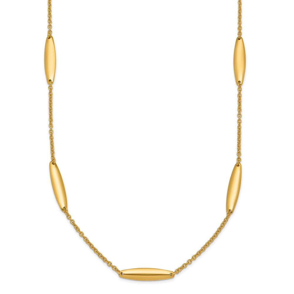 D2D 14K Elongated Beads & Chain 24 inch Bead and Station Necklaces