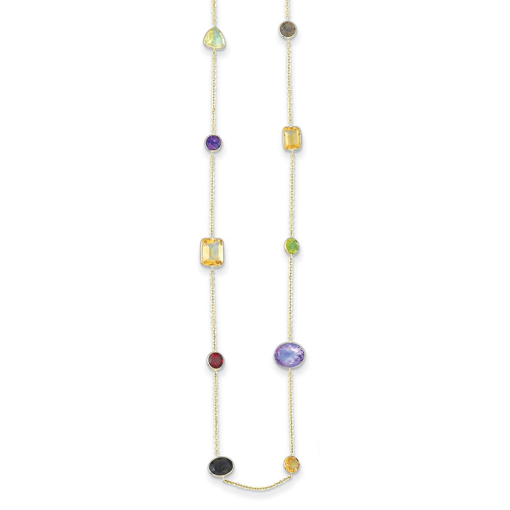 D2D 14K Multi-color Gemstone 18 inch Gemstone Necklaces