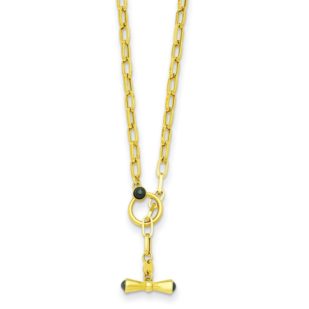 D2D 18K Sapphire Fancy Link 18 inch Toggle Necklace