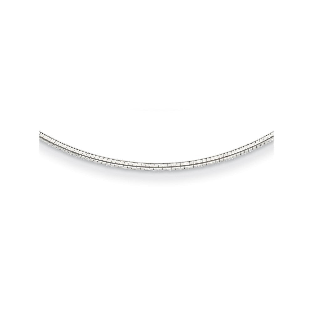D2D 18K White Gold 2mm Round 16 inch Omega Necklace