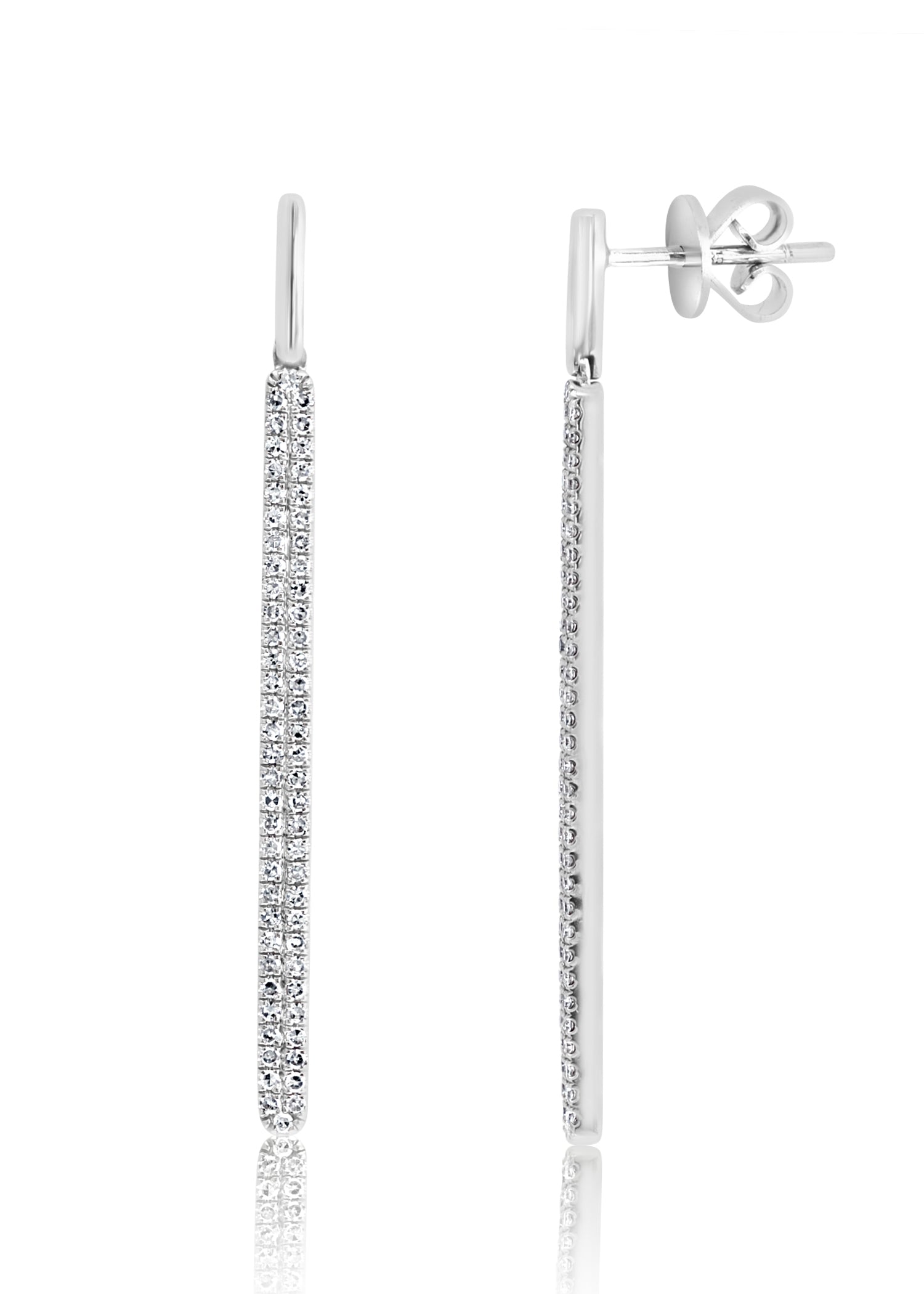 Diamond2Deal 14k White Gold 0.38ct Round Cut Diamond Drop & Dangle Earrings for Women