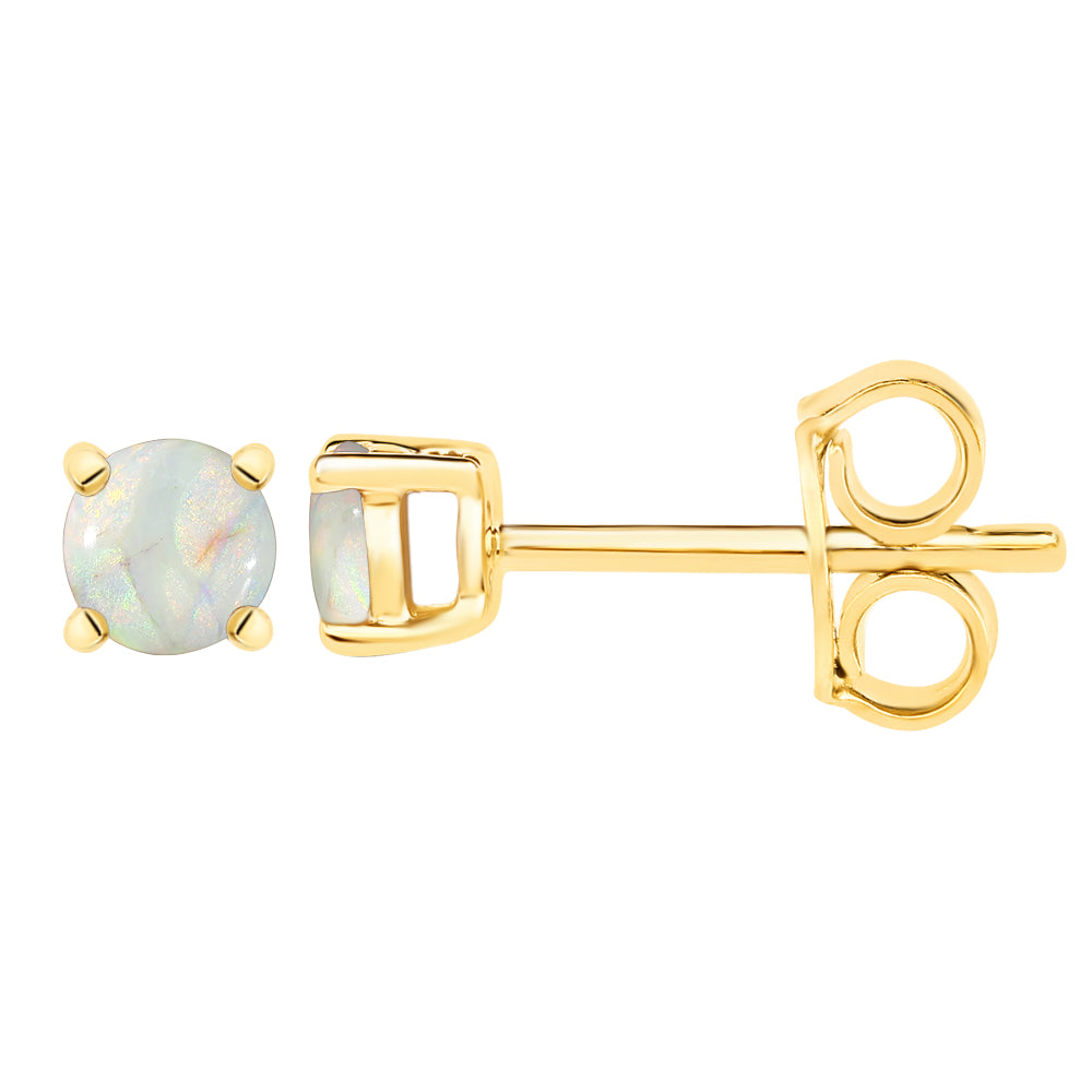 Diamond2Deal 14k Yellow Gold 0.68ct Round Cut Opal Stud Earrings for Women