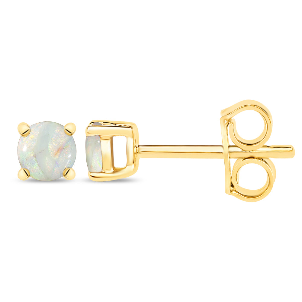 Diamond2Deal 14k Yellow Gold 0.68ct Round Cut Opal Stud Earrings for Women