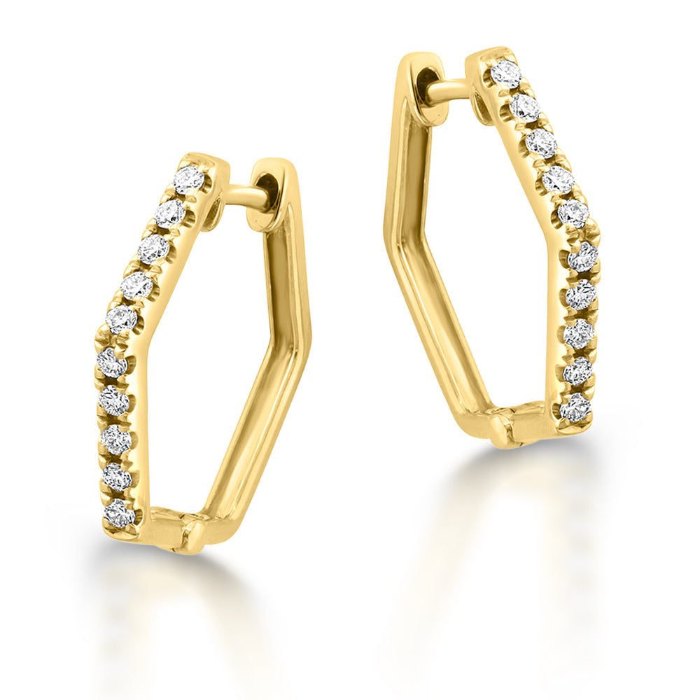Diamond2Deal 14k Yellow Gold 0.2ct Round Cut Diamond Hoop Earrings for Women