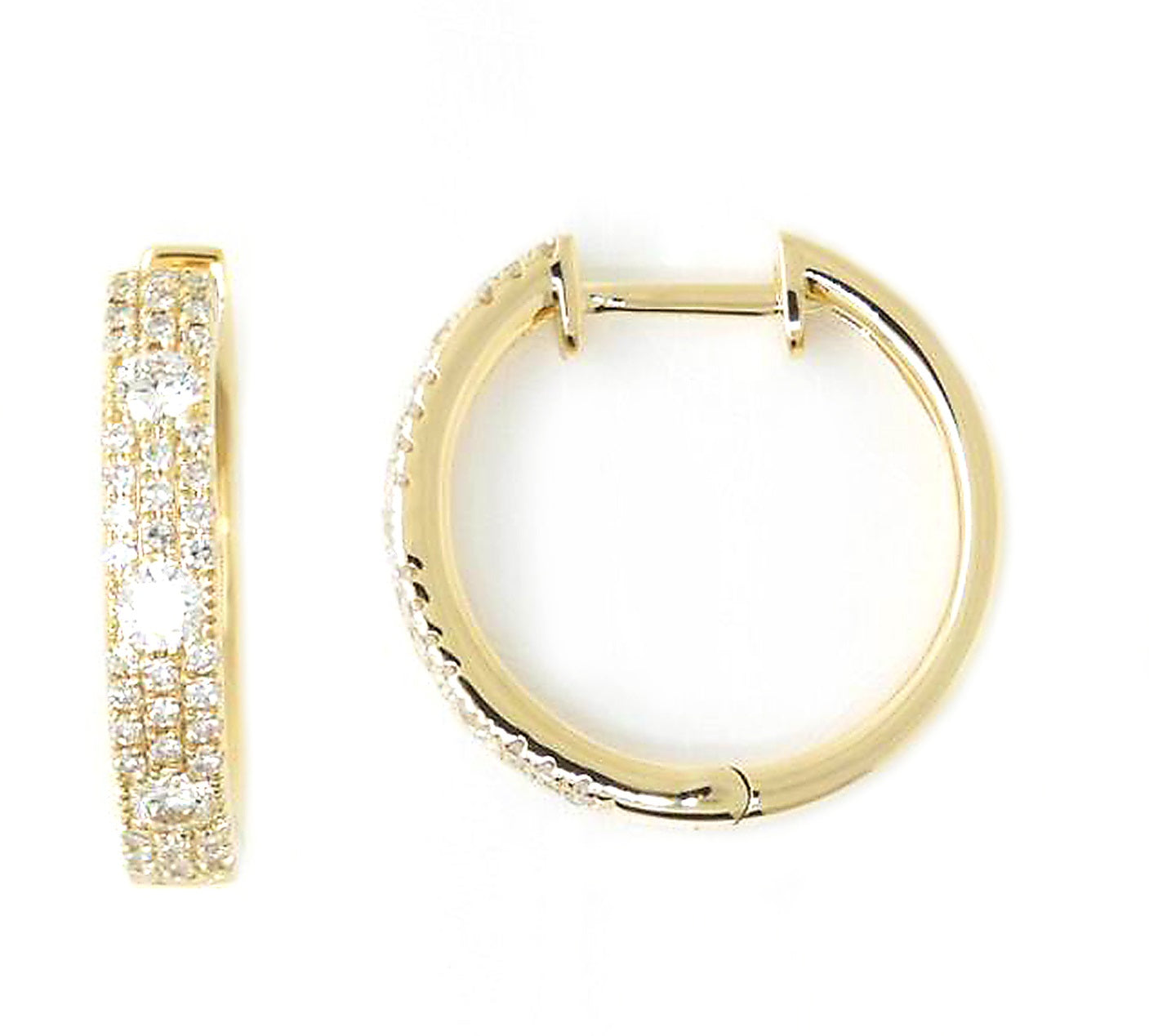 Diamond2Deal 14k Yellow Gold 0.5ct Round Cut Diamond Hoop Earrings for Women
