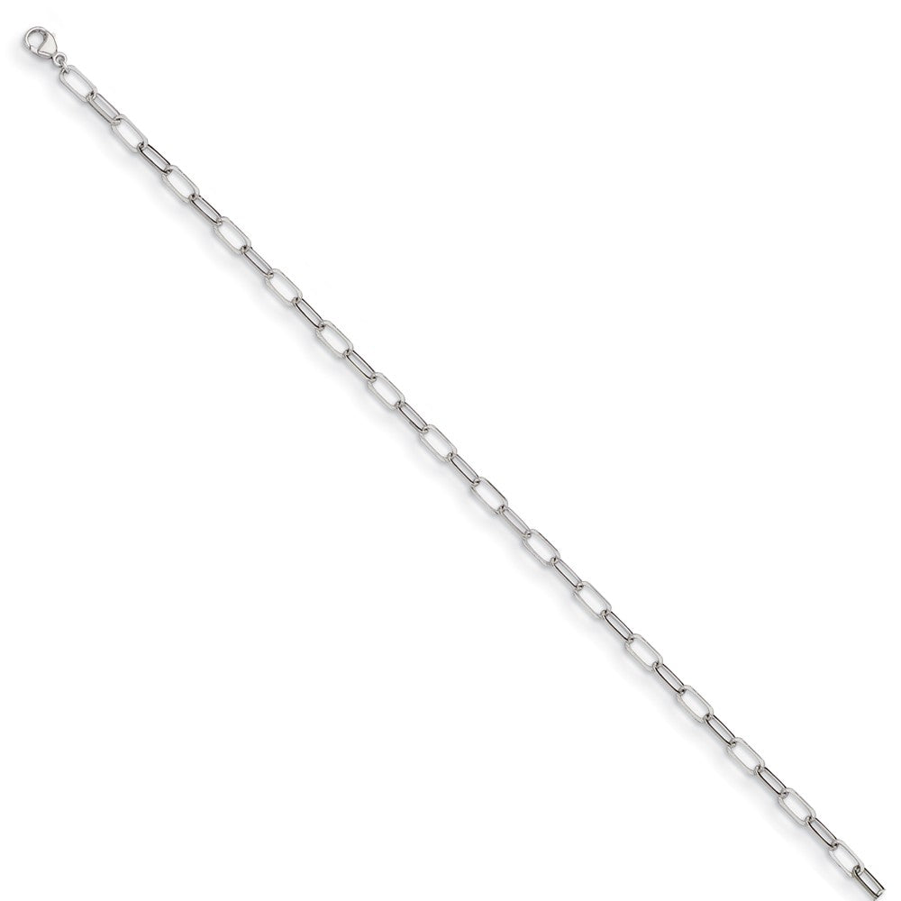 D2D Platinum 3.4mm Solid Paperclip Link 7.25 inch Bracelet