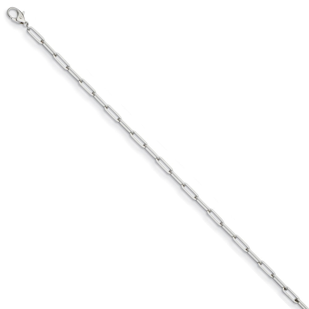 D2D Platinum 3.7mm Solid Paperclip Link 7.75 inch Bracelet