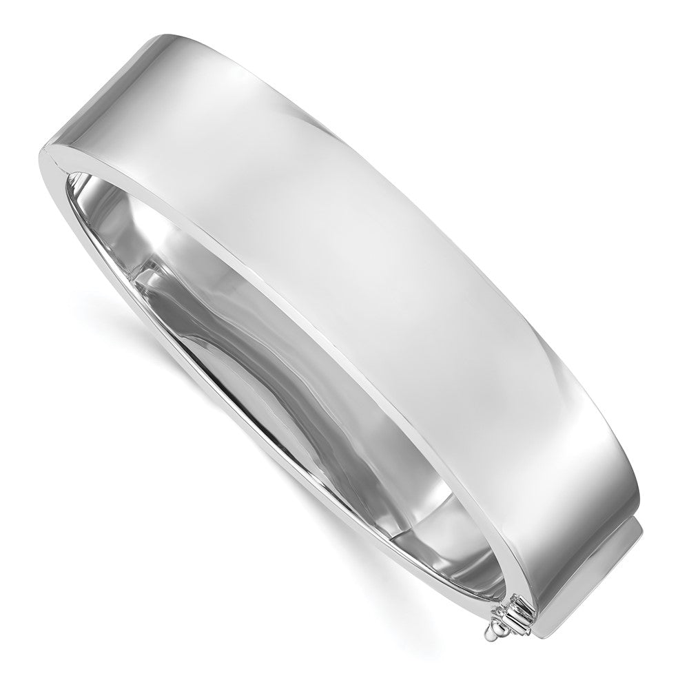 D2D Sterling Silver Rh-plated 16mm Flat Hinged Bangle