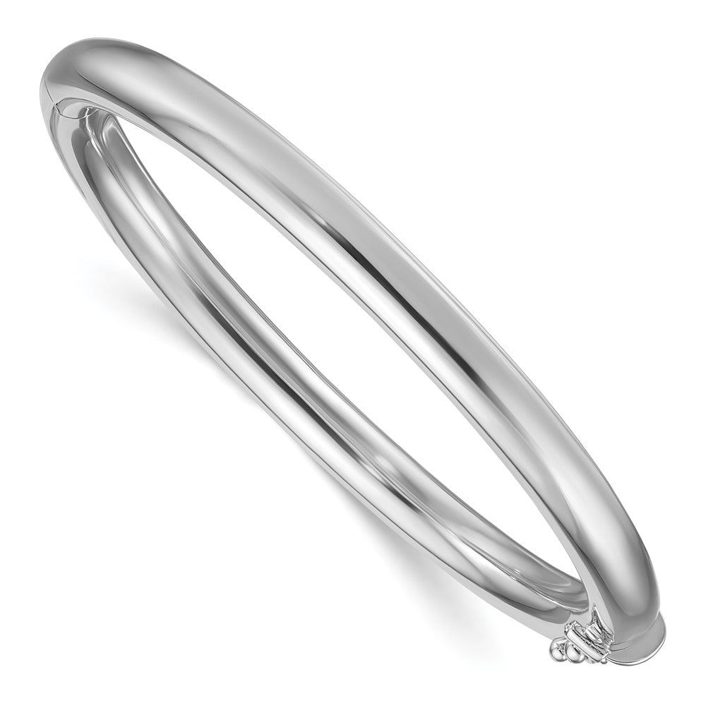 D2D Sterling Silver Rh-plated 6mm Tube Hinged Bangle