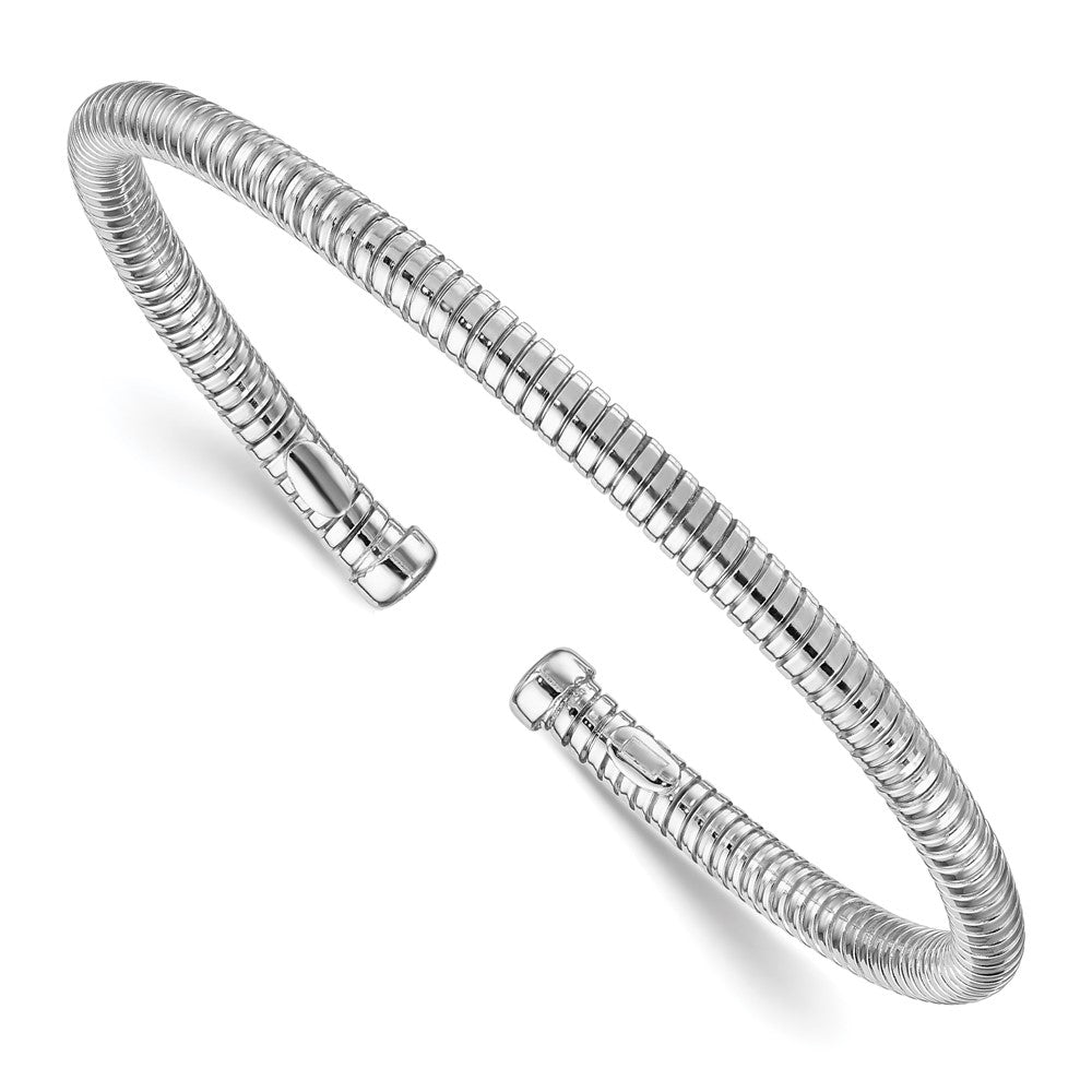 D2D Sterling Silver Rhodium-plated3.9mm Wrapped Cuff Bangle