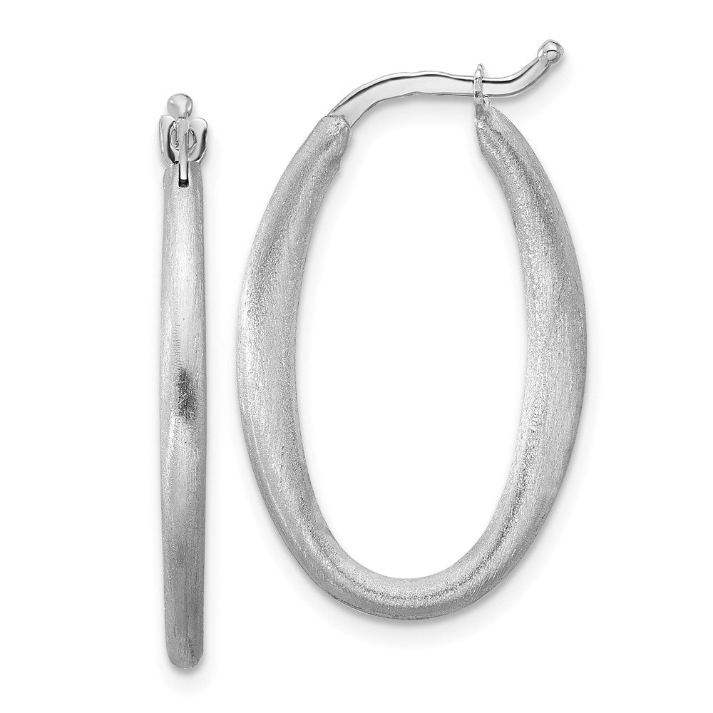 D2D Sterling Silver Rh-plated Large Oval Hoop Earrings