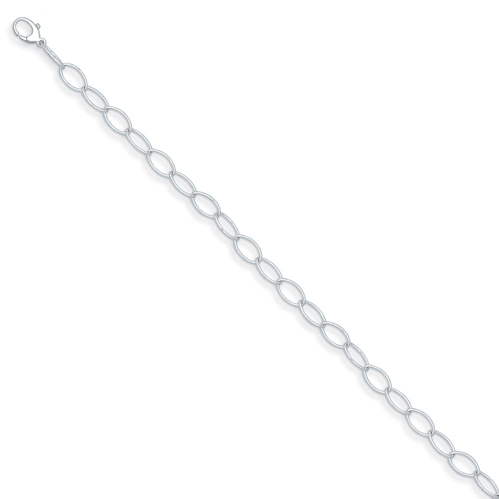 D2D Sterling Silver Rh-plated 9.2mm Oval Link 34 in Chain