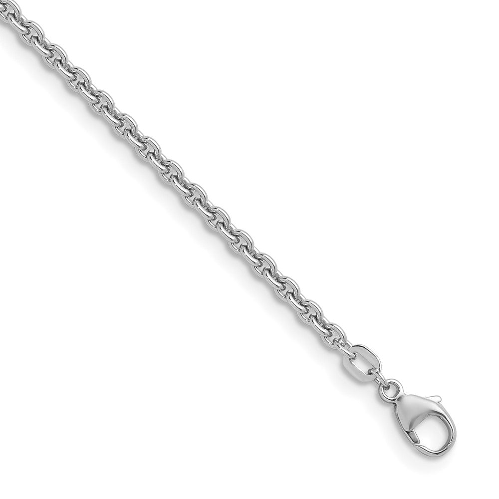 D2D Sterling Silver Rh-plated 3.1mm Round Link 24in Chain