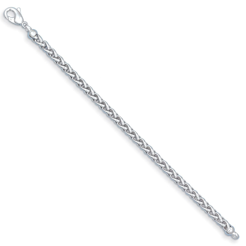 D2D Sterling Silver Rhodium-plated 6mm Wheat 20in Chain